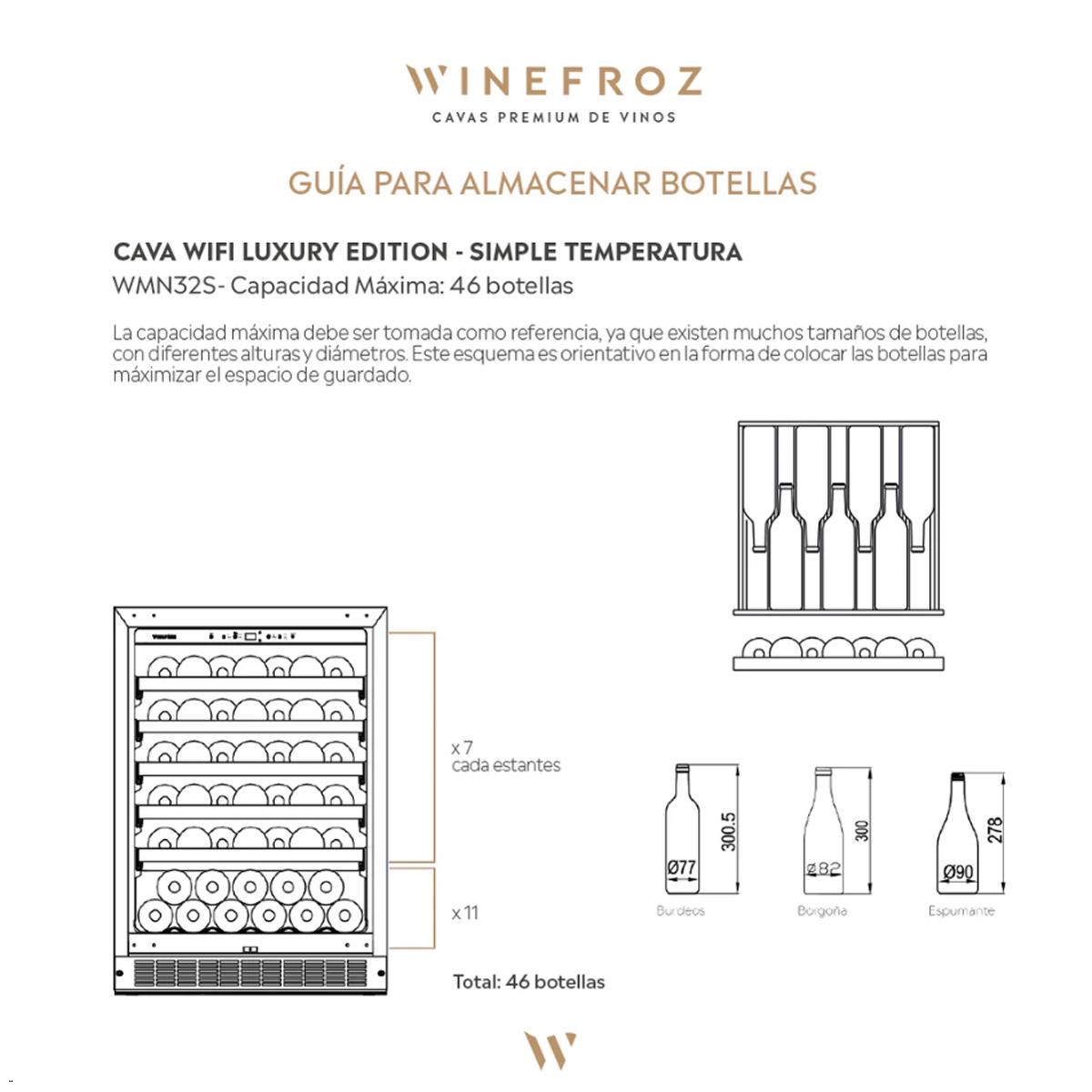 Cava De Vinos Winefroz Para 46 Botellas Luxury Edition WMN32S Negra